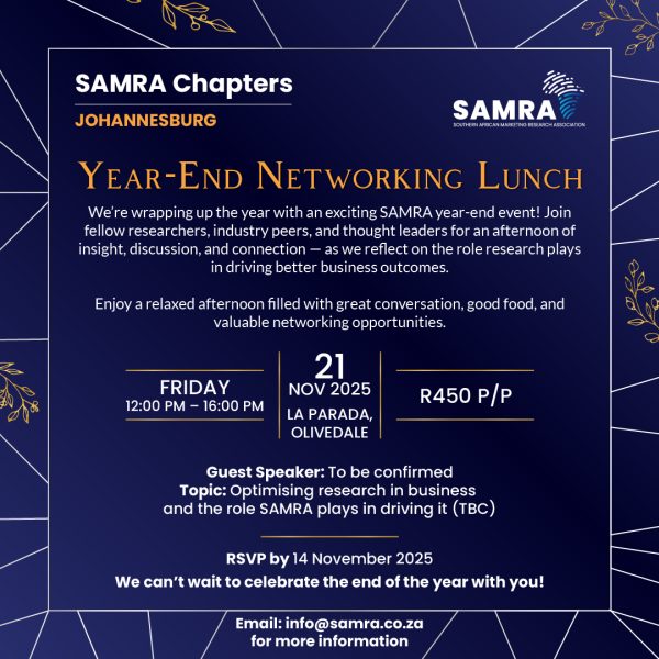 Samrya R SAMRA Chapter - Johannesburg - Year End Networking Lunch - SAMRA ...